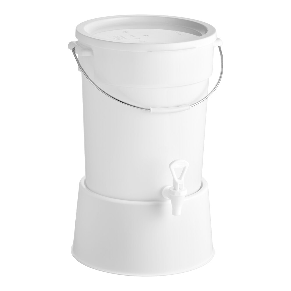Choice Round 6 Gallon White Beverage Dispenser with White Base