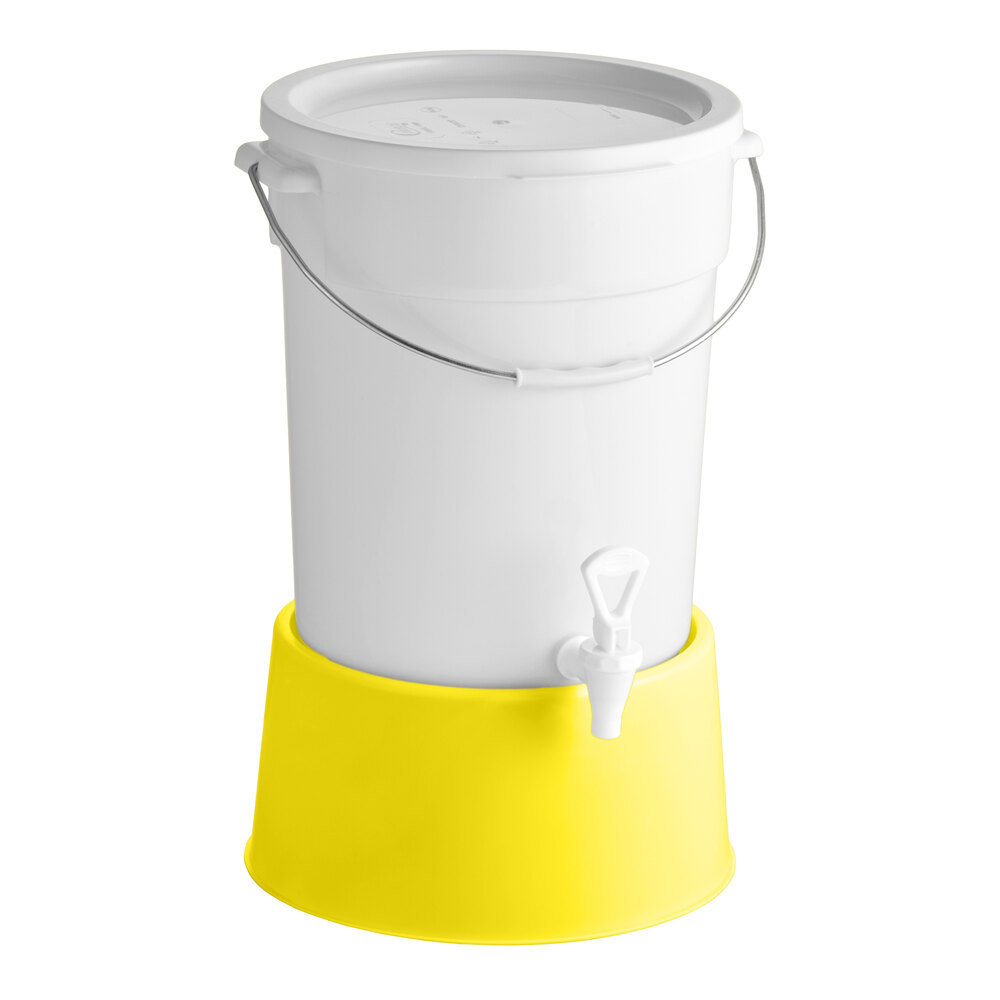 Choice Round 6 Gallon White Beverage Dispenser with Yellow Base