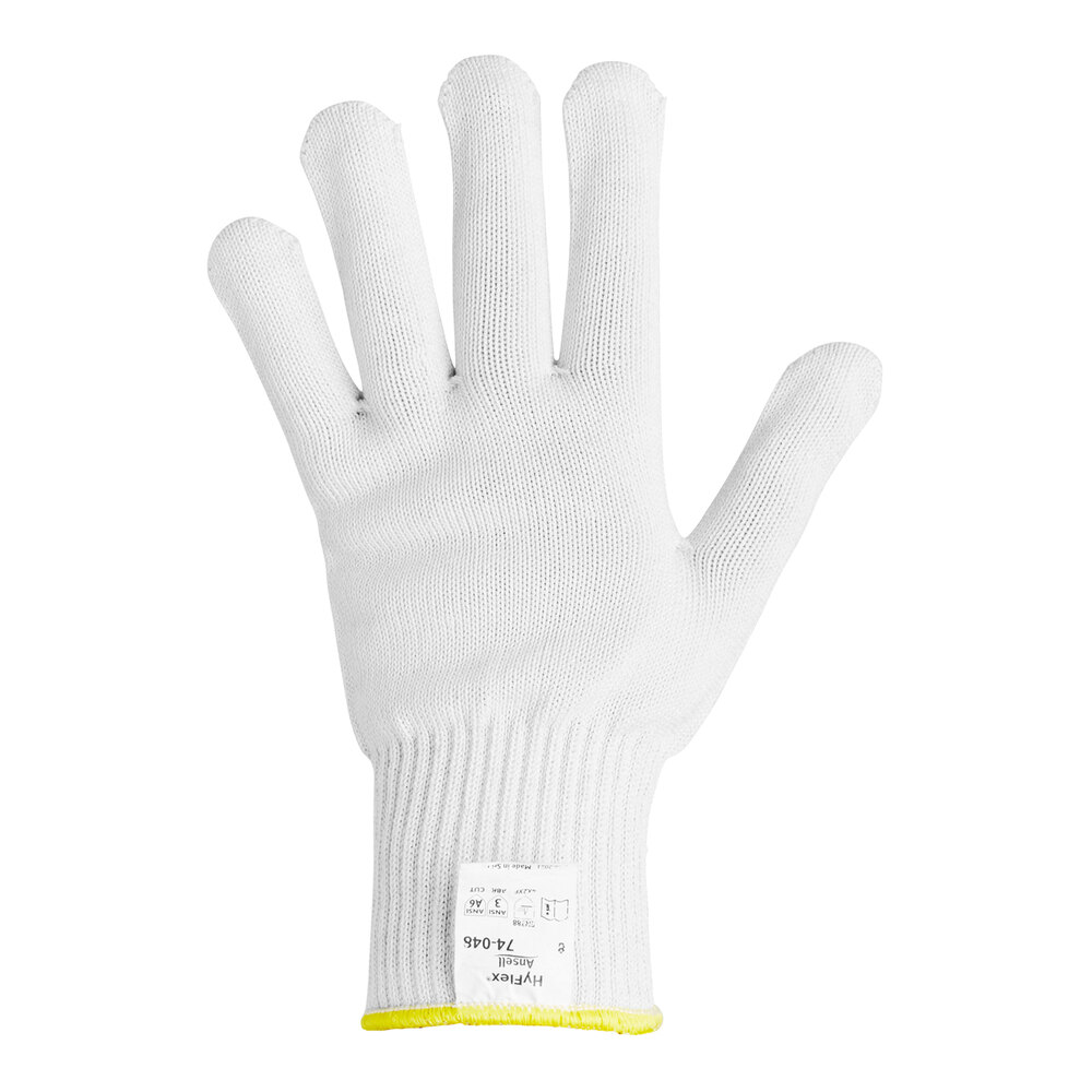 Ansell HyFlex® 74-048 White Medium-Duty A4 Level Cut-Resistant Uncoated Knitted Glove with Dyneema Liner - Extra-Large