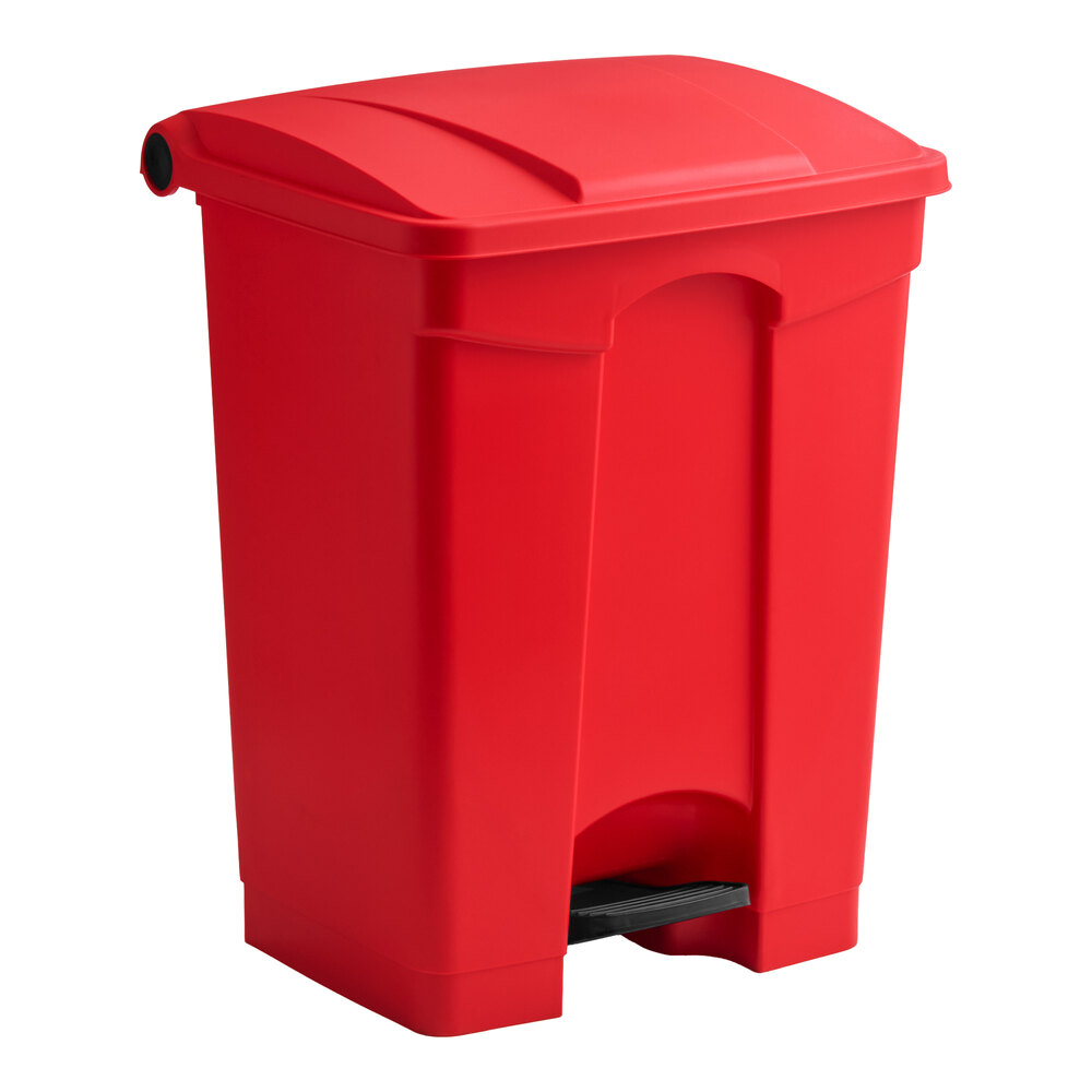 Lavex 72 Qt. / 18 Gallon Red Rectangular Step-On Trash Can