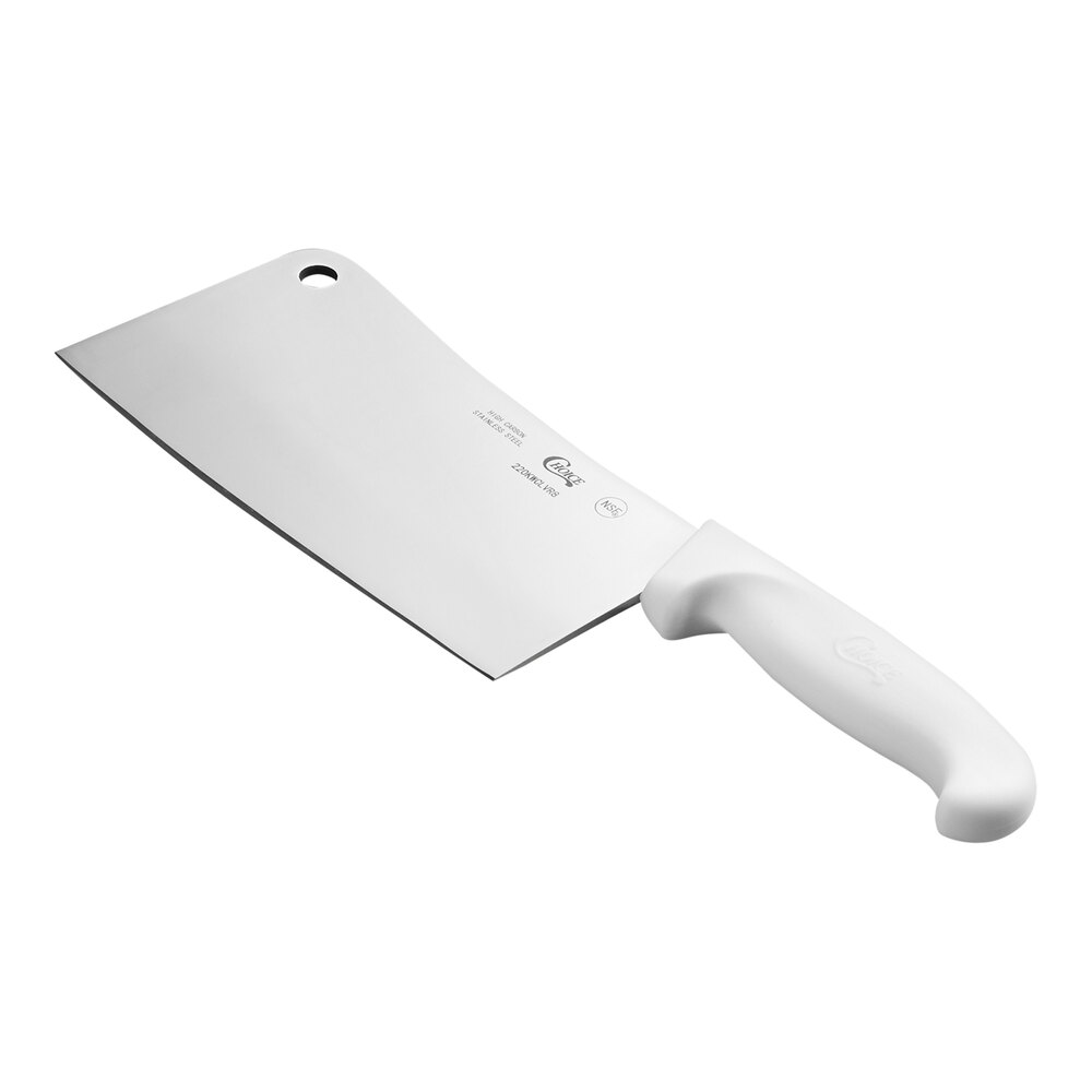 Choice 8" Stainless Steel Cleaver with White Handle