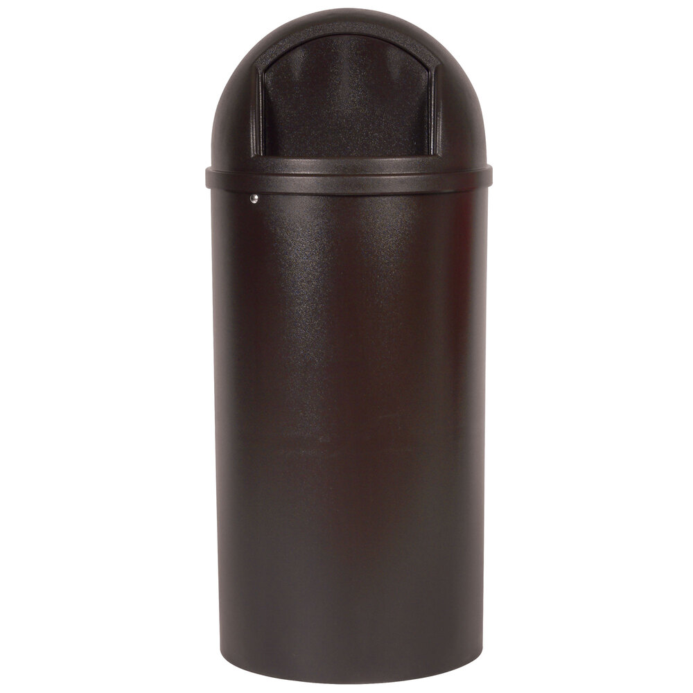 Rubbermaid® FG817088BRN Marshal Classic Brown Round Resin Trash Can with Retainer Bands 100 Qt. / 25 Gallon
