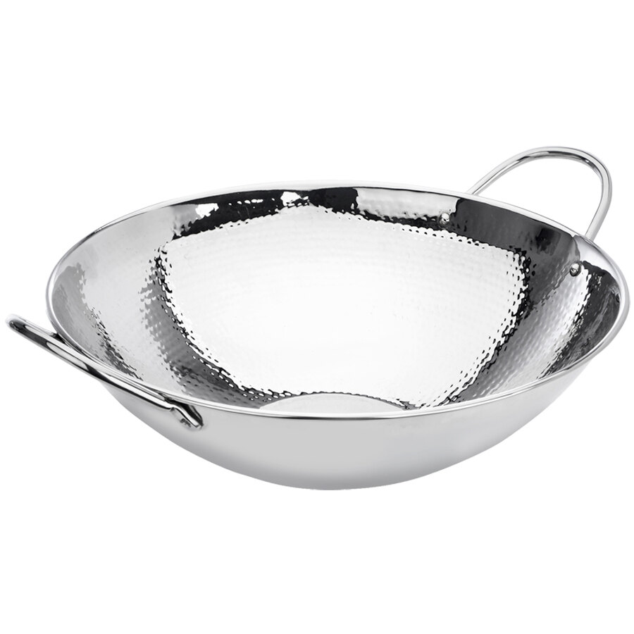 Eastern Tabletop 5702 14" 5 Qt. Stainless Steel Hammered Wok