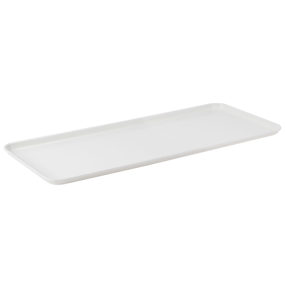 Carlisle 1230FMT301 Pearl White 12" x 30" x 1" Fiberglass Market Tray - 12/Case