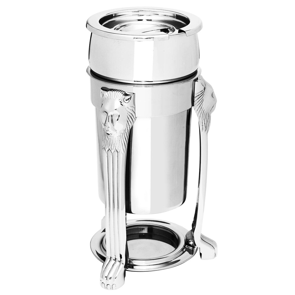 Eastern Tabletop 3101LH-SS Lion Head 2 Qt. Stainless Steel Sauce / Soup Marmite with Lift-Off Lid