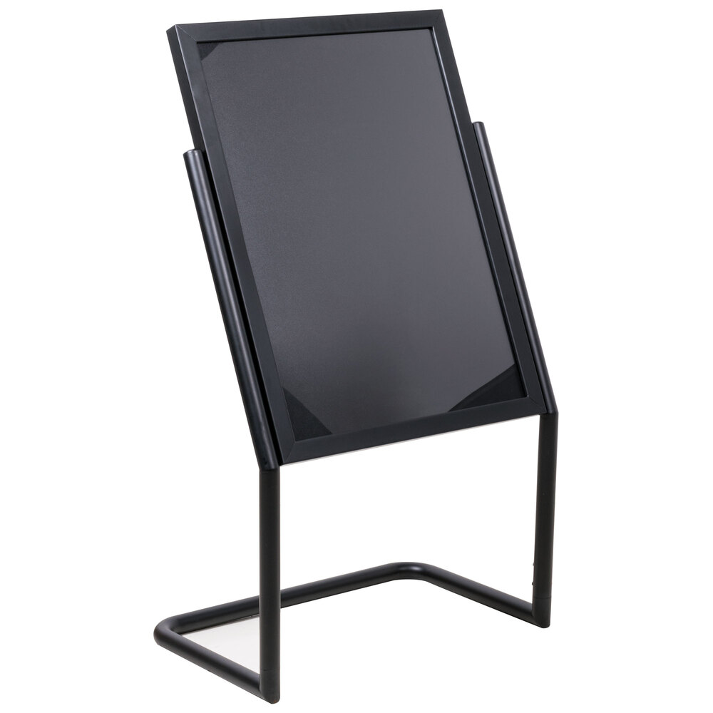 Aarco P-15BK Black 25" x 48" Double Pedestal Poster Stand