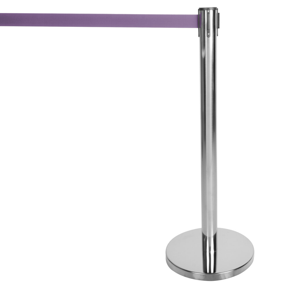 Aarco HC-7 Chrome 40" Crowd Control / Guidance Stanchion with 84" Purple Retractable Belt
