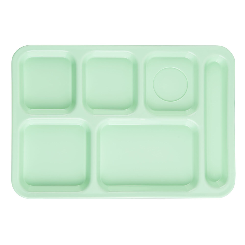 Carlisle P614R09 10" x 14" Right Handed Polypropylene Green 6 Compartment Tray