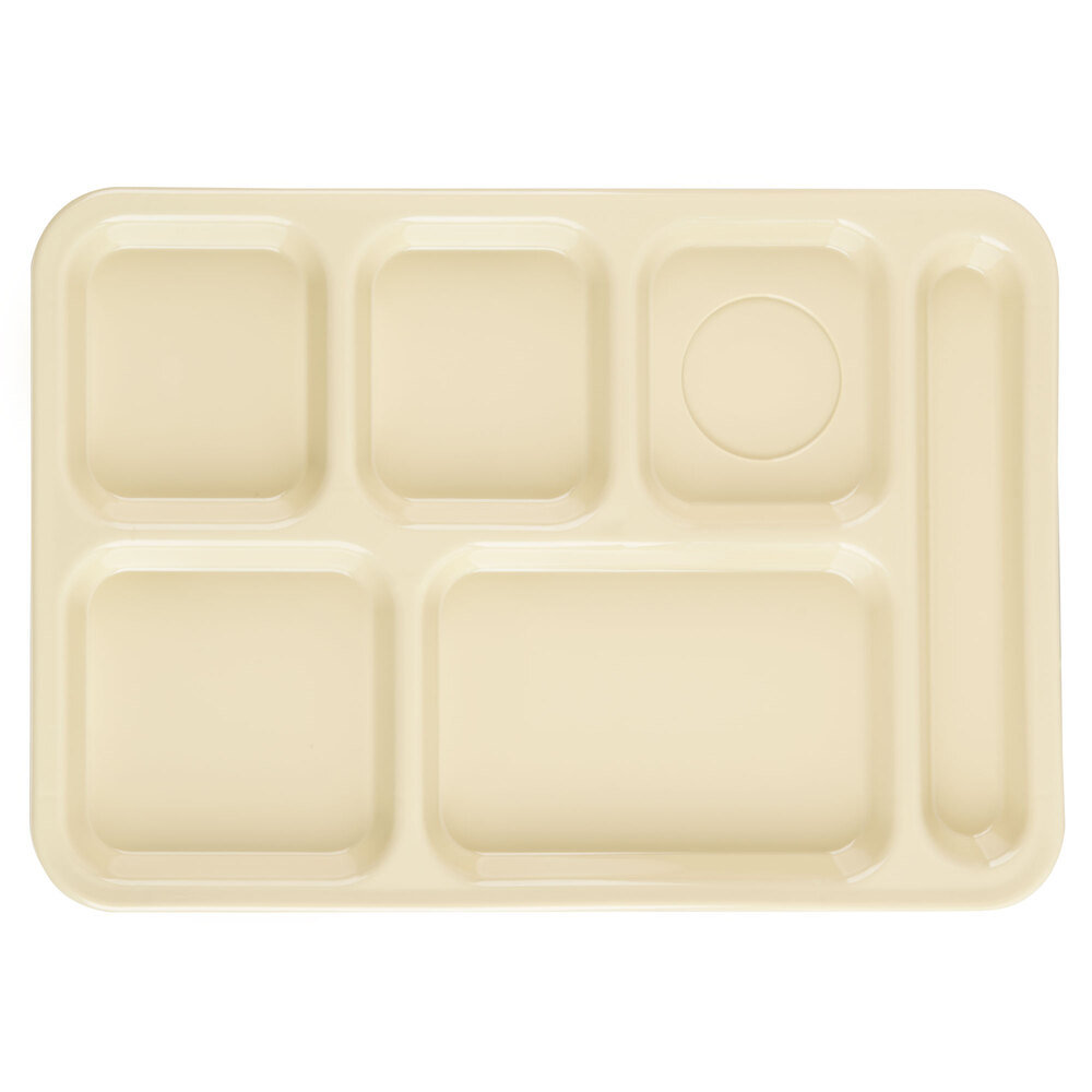 Carlisle P614R25 10" x 14" Right Handed Polypropylene Tan 6 Compartment Tray