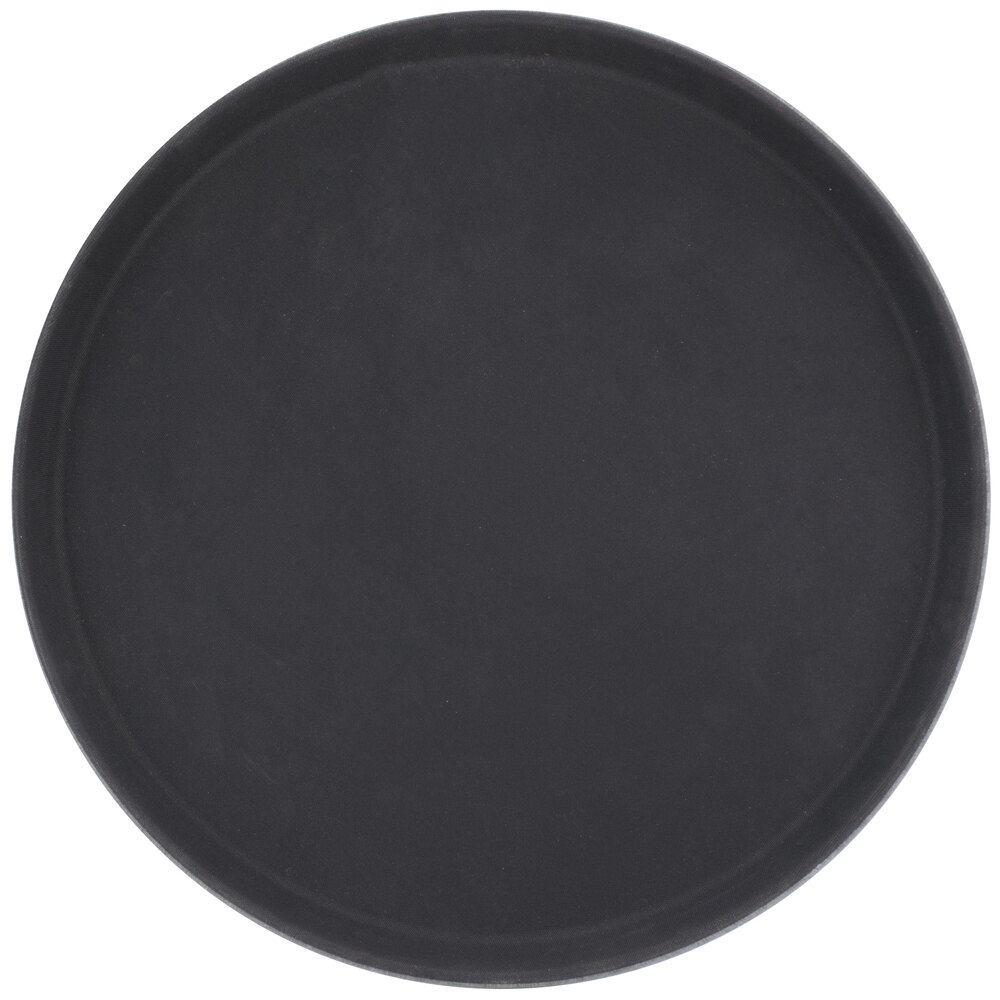 Carlisle 1600GL004 GripLite 16" Black Round Non Skid Serving Tray