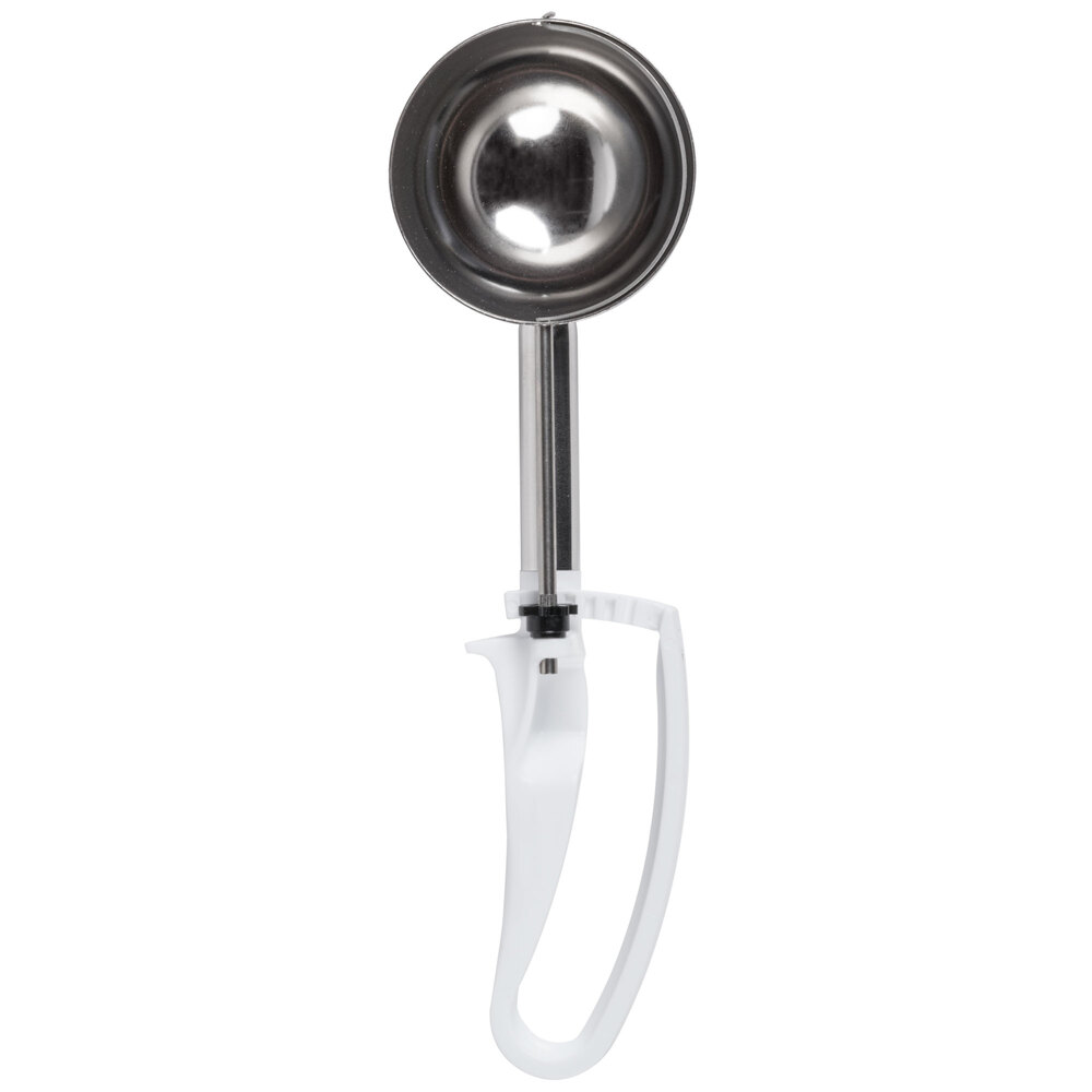 Vollrath 47370 Jacob's Pride® #6 White Extended Length Squeeze Handle Disher - 4.7 oz.