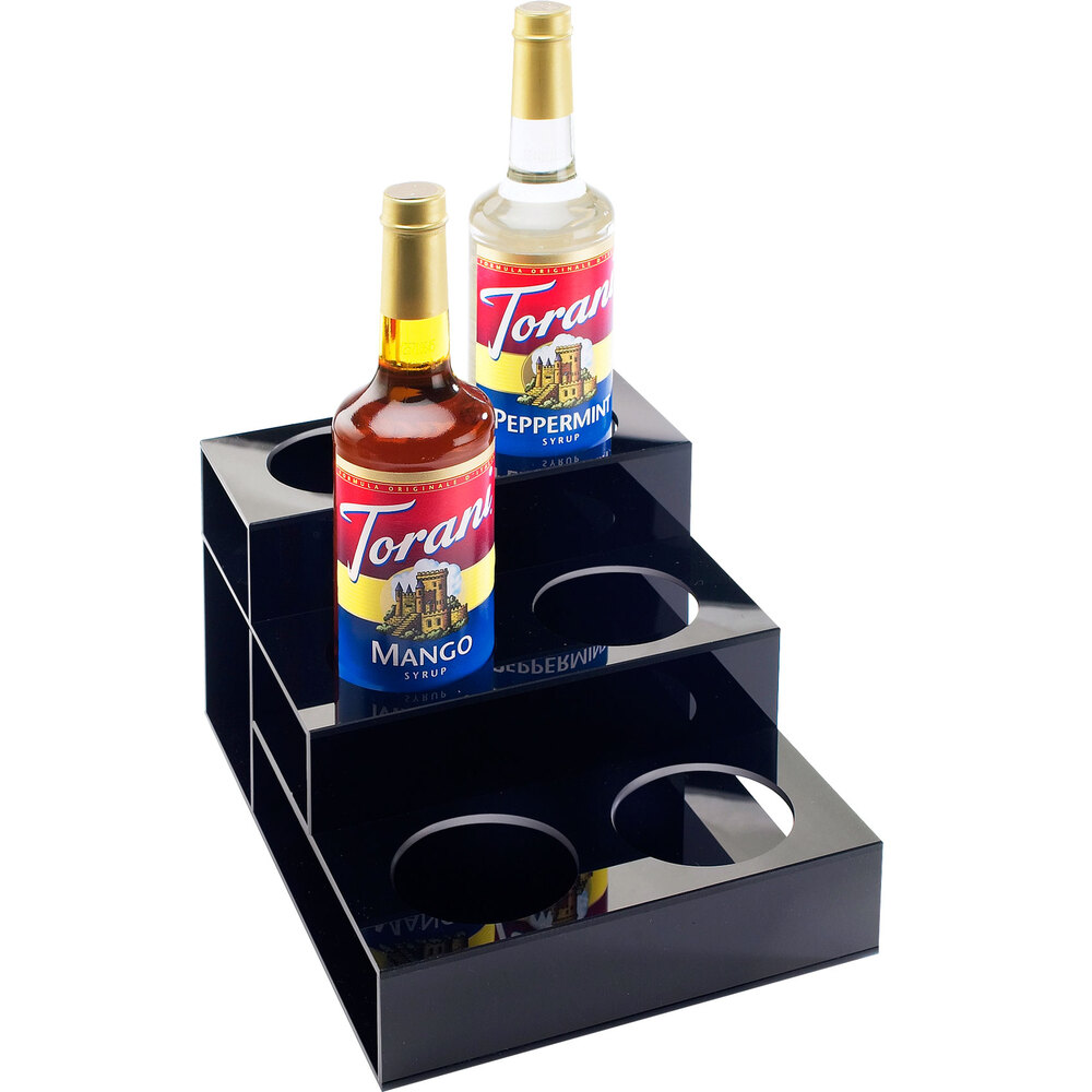 Cal-Mil 677 Black Acrylic 3 Tier Bottle Organizer - 9 1/2" x 12 3/4" x 6 1/2"