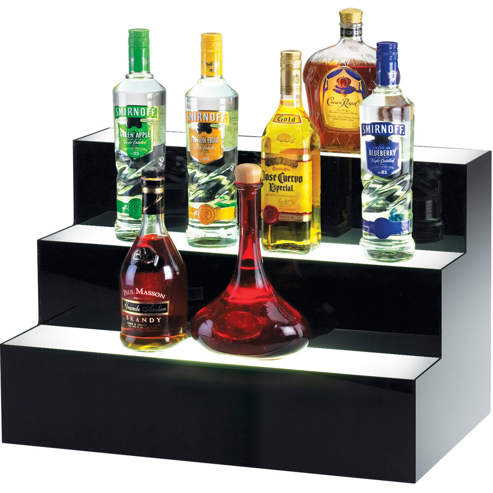 Cal-Mil 1269 Underlit Acrylic 3 Step Bottle Display - 24" x 14 1/2" x 15 1/2"