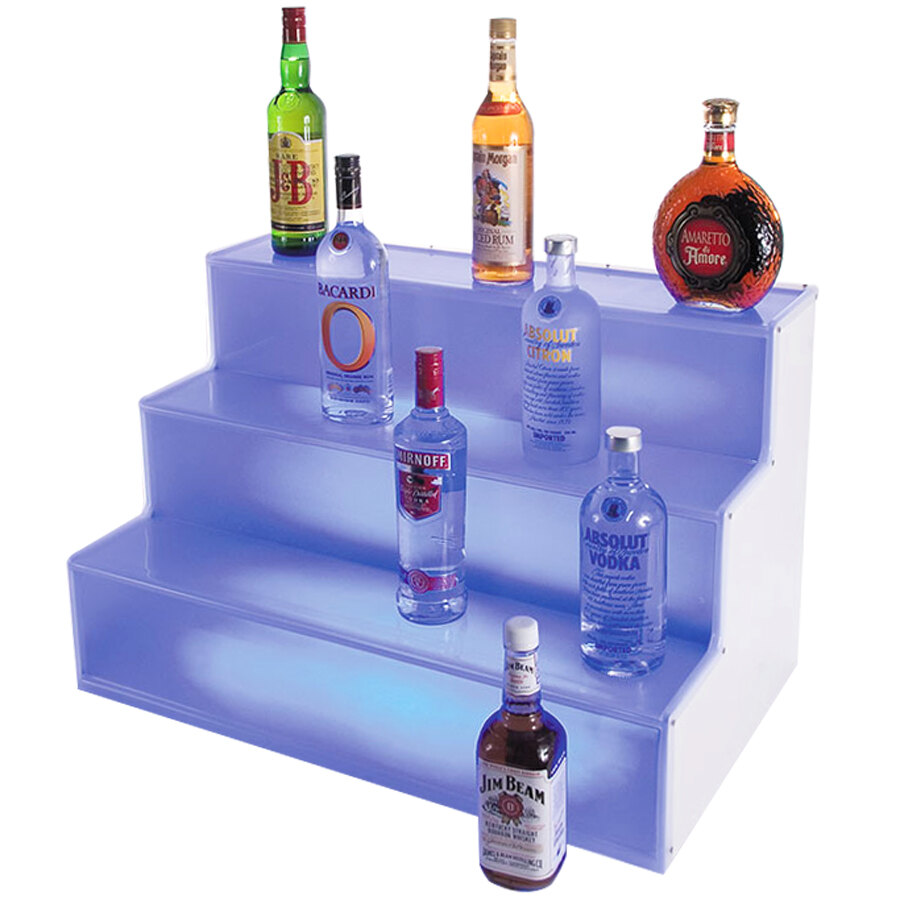 Cal-Mil LQ31 3 Step Bottle Display with LED Light - 18" x 30" x 18"