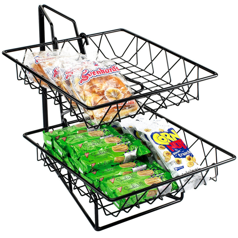 Cal-Mil 1293-2 Two Tier Merchandiser with Square Wire Baskets - 12" x 15" x 15"