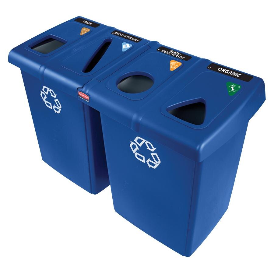 Rubbermaid® 1792372 Glutton Blue Rectangular Recycling Station - 92 Gallon