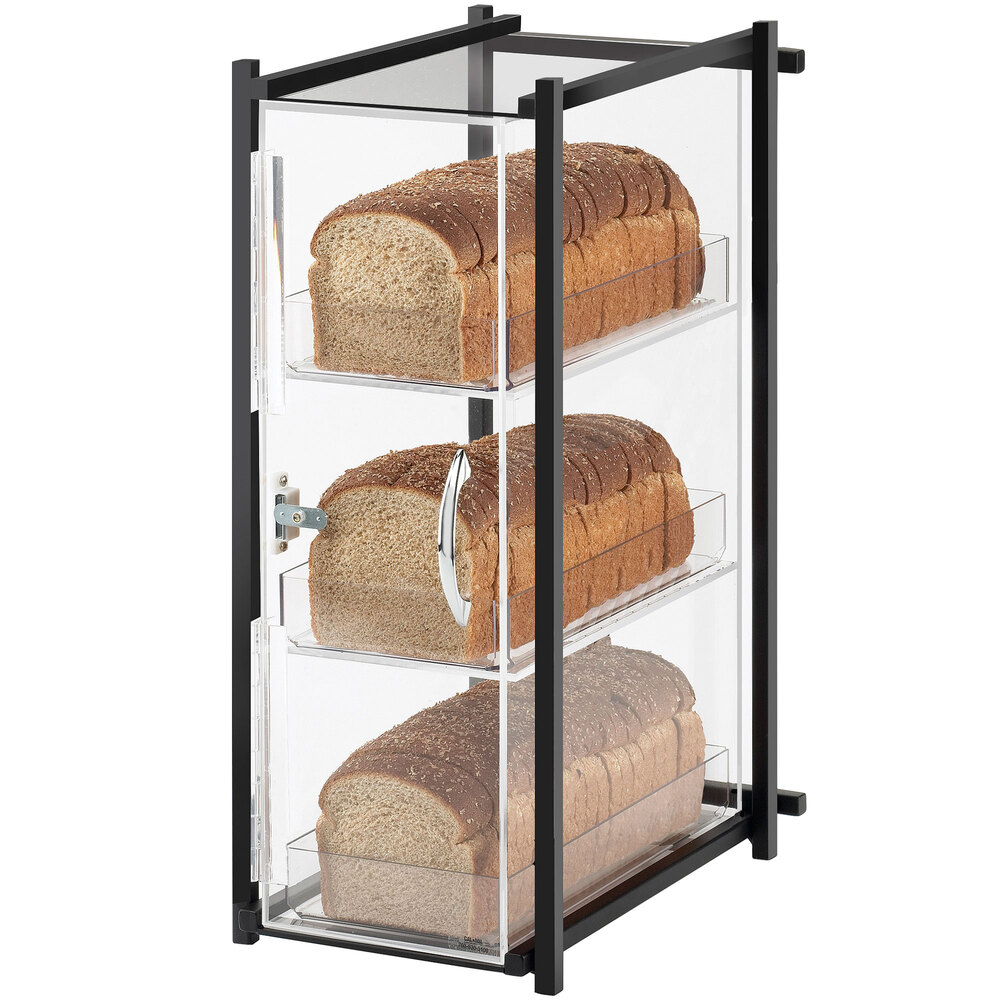 Cal-Mil 1155-13 One by One Three Tier Black Bread Display Case - 9 1/2" x 14 1/2" x 19 3/4"