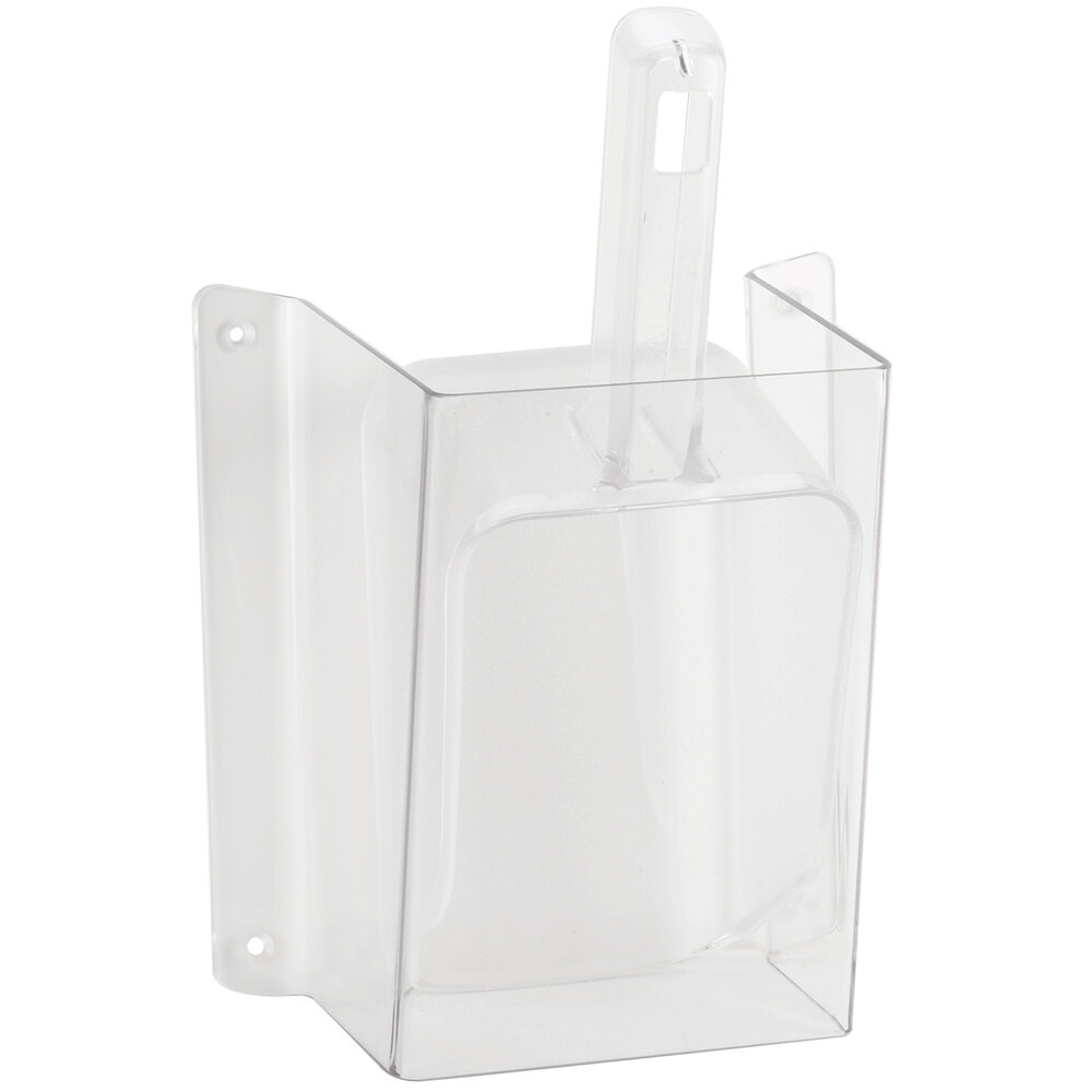 Cal-Mil 1031-32 32 oz. Wall Mount Polycarbonate Scoop Guard with Scoop