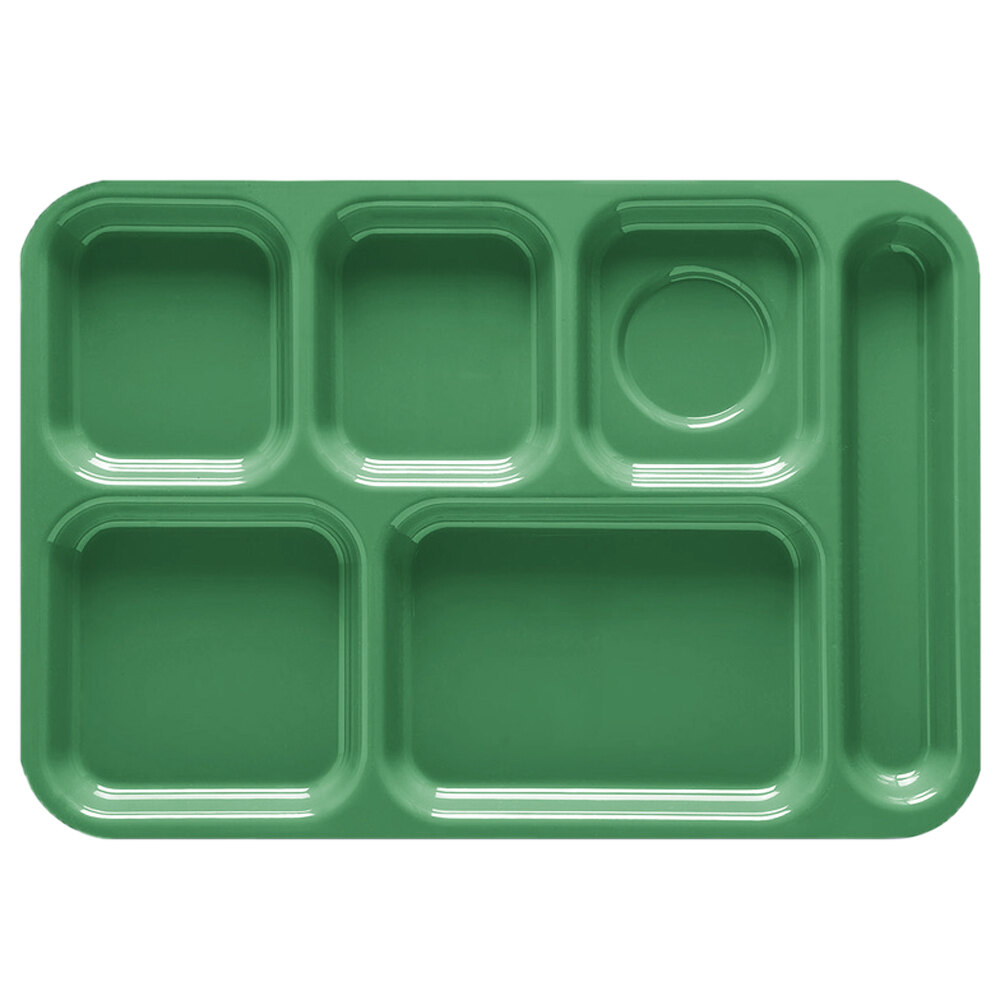 GET TR-152 10" x 14 1/2" Right Handed ABS Plastic Rainforest Green 6 Compartment Tray - 12/Pack
