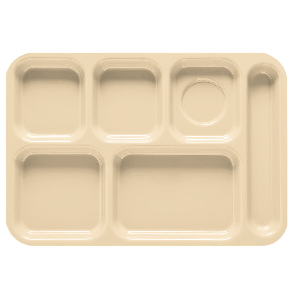 GET TR-152 10" x 14 1/2" Right Handed ABS Plastic Tan 6 Compartment Tray - 12/Pack