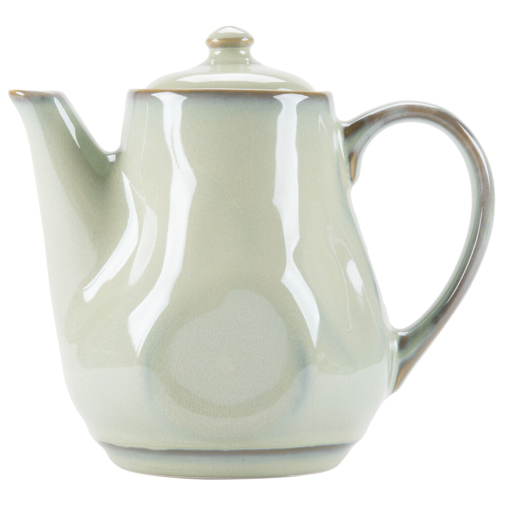 Tuxton GAS-101 TuxTrendz Artisan Sagebrush 17 oz. China Teapot with Lid - 12/Case