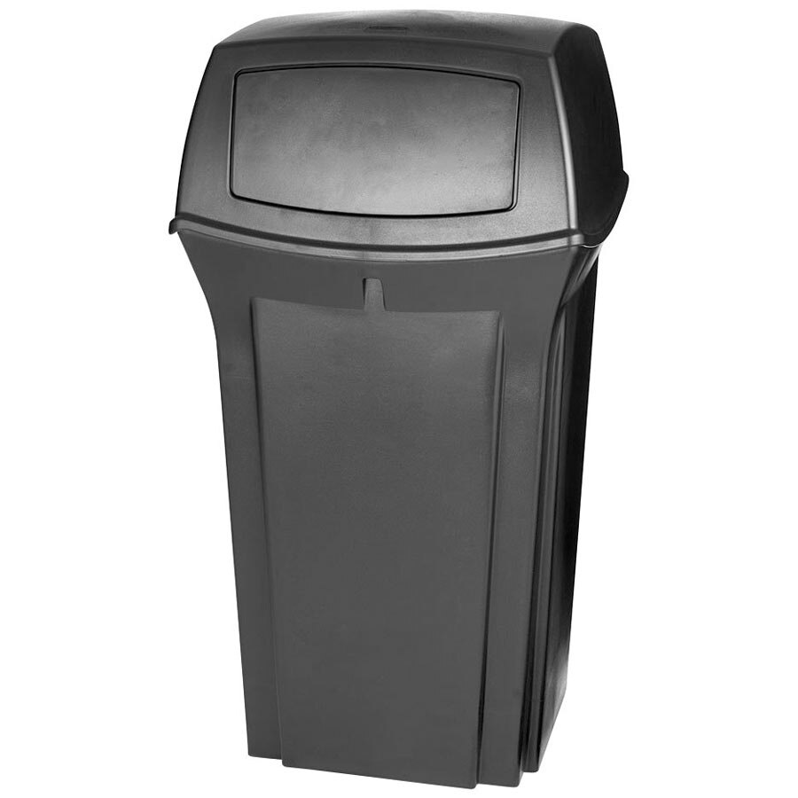 Rubbermaid® FG843088BLA Ranger Black Square Trash Can With 2 Doors 35 Gallon