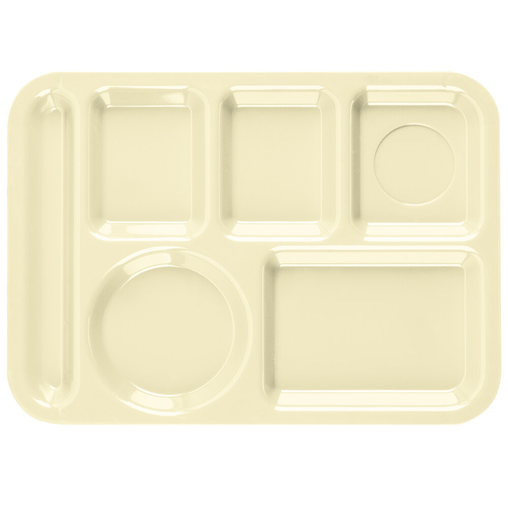 Carlisle P61425 10" x 14" Left Handed Polypropylene Tan 6 Compartment Tray