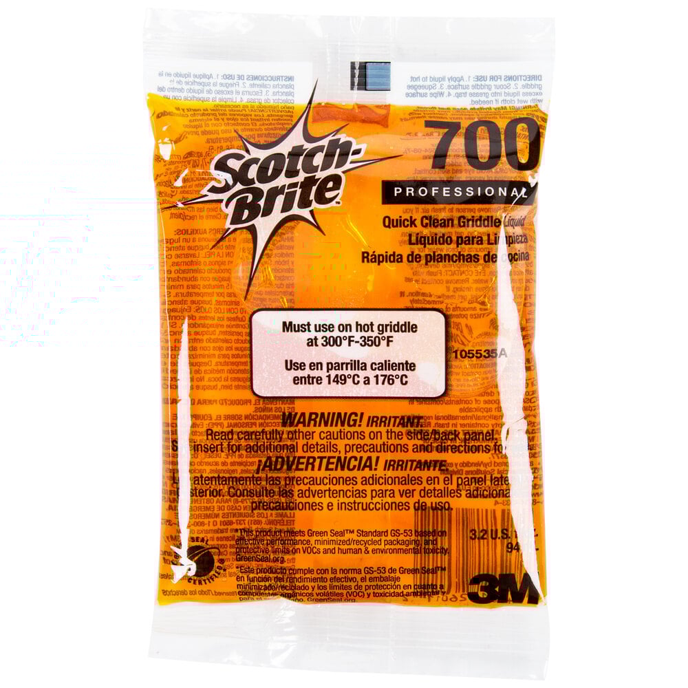 3M 700CC Scotch-Brite™ 3.2 oz. Liquid Griddle Quick Clean Packet - 40/Case
