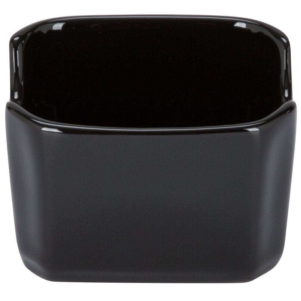 Tuxton BBQ-034 3 1/2" Black China Sugar Packet Holder / Caddy - 12/Case