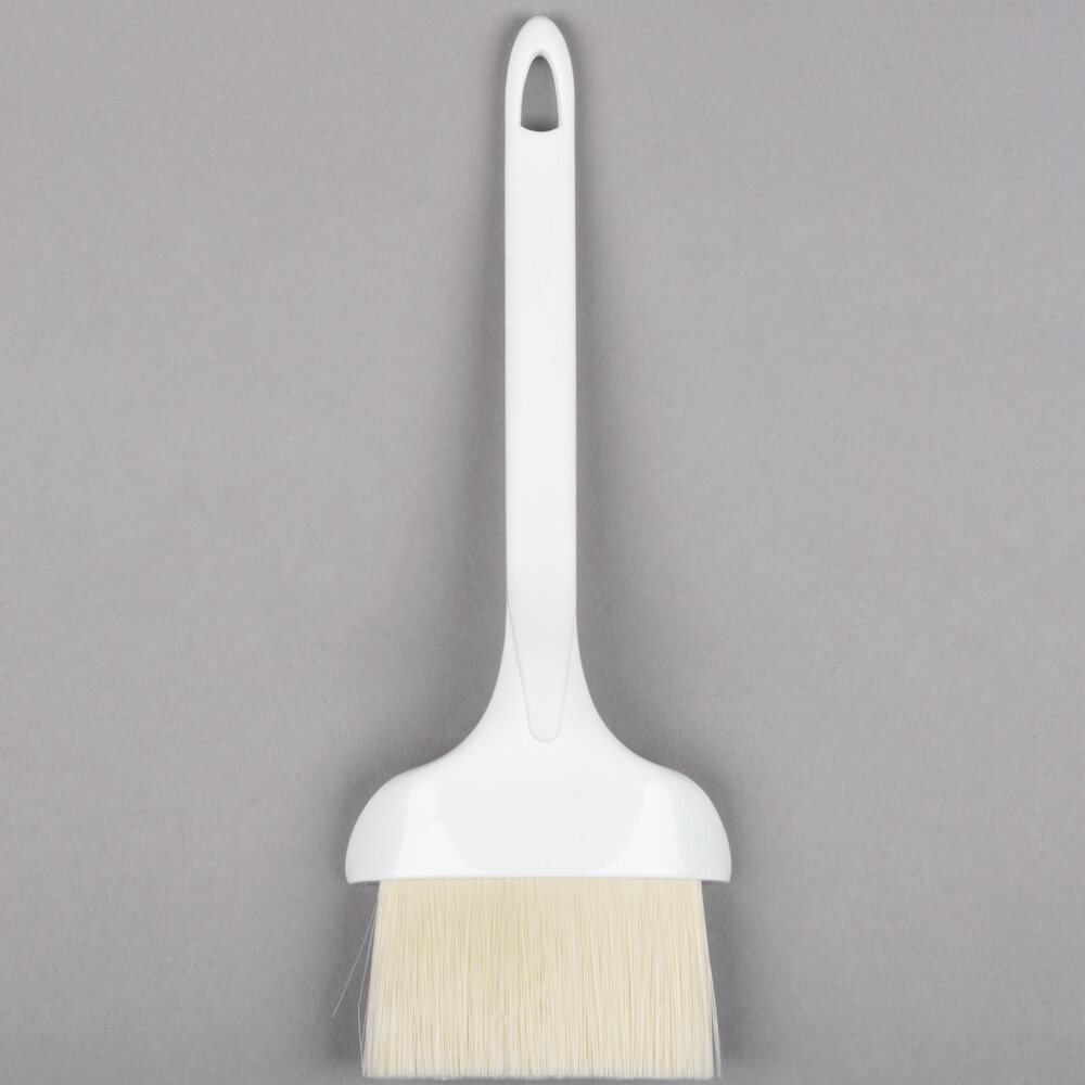 Winco 3"W Boar Bristle Pastry/Basting Brush with Hook and Concave Head