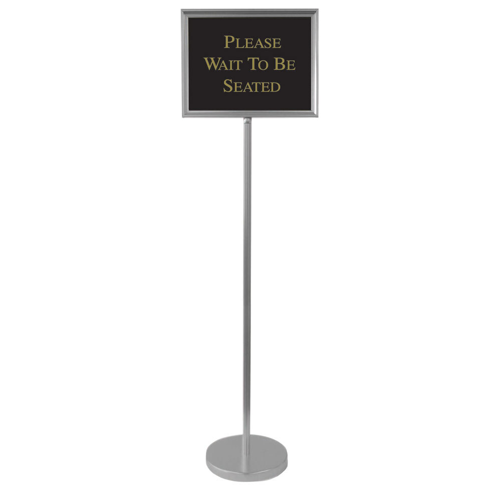 Aarco TY2CH Silver Aluminum 54" Changeable Hostess / Teller Sign with 12 Messages