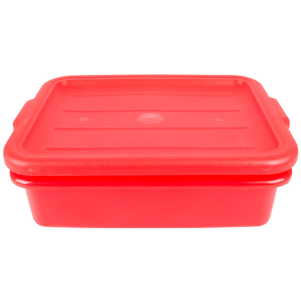 Vollrath 1501-C02 Traex® Color-Mate™ Red 20" x 15" x 5" Food Storage Drain Box Set with Recessed Lid