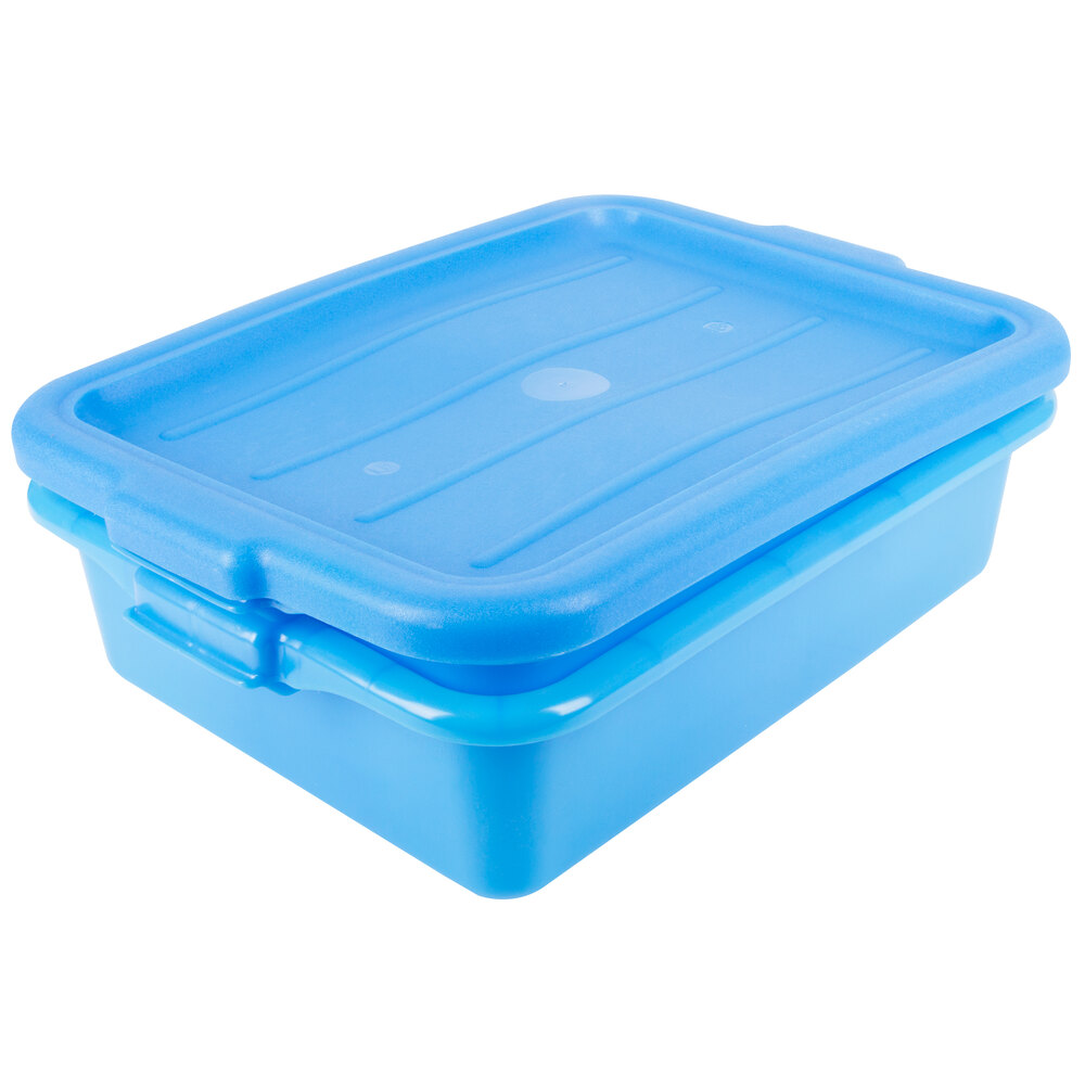 Vollrath 1501-C04 Traex® Color-Mate™ Blue 20" x 15" x 5" Food Storage Drain Box Set with Recessed Lid