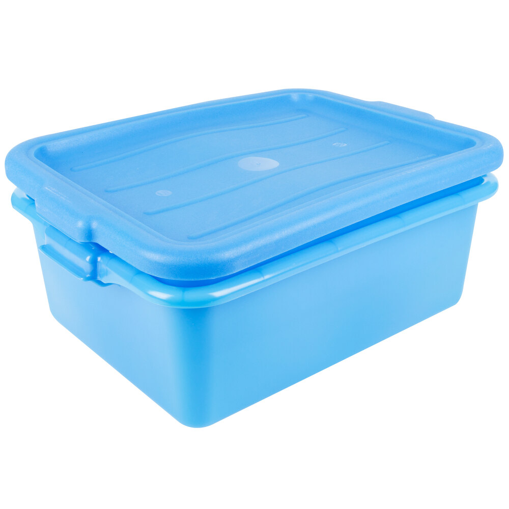 Vollrath 1505-C04 Traex® Color-Mate™ Blue 20" x 15" x 7" Food Storage Drain Box Set with Recessed Lid
