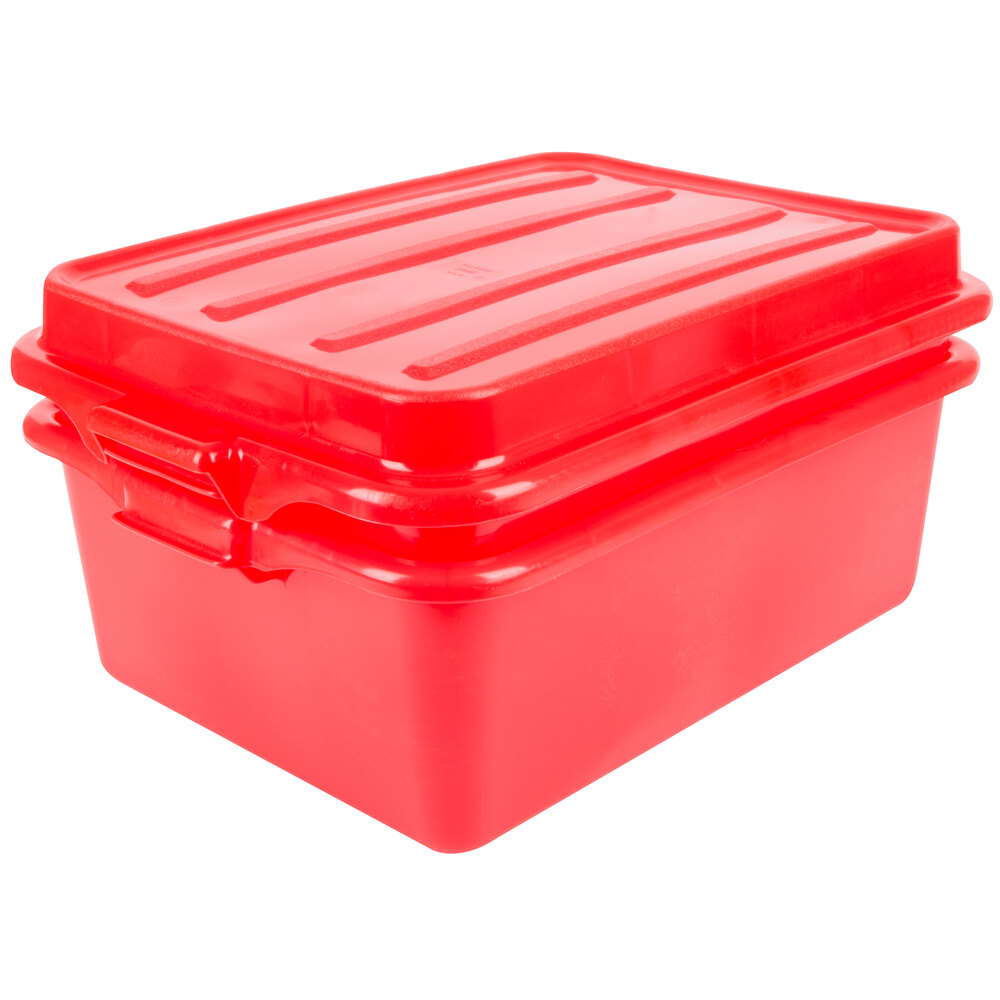 Vollrath 1535-C02 Traex® Color-Mate™ Red Food Storage Drain Box Set with Raised Snap-On Lid - 20" x 15" x 7"