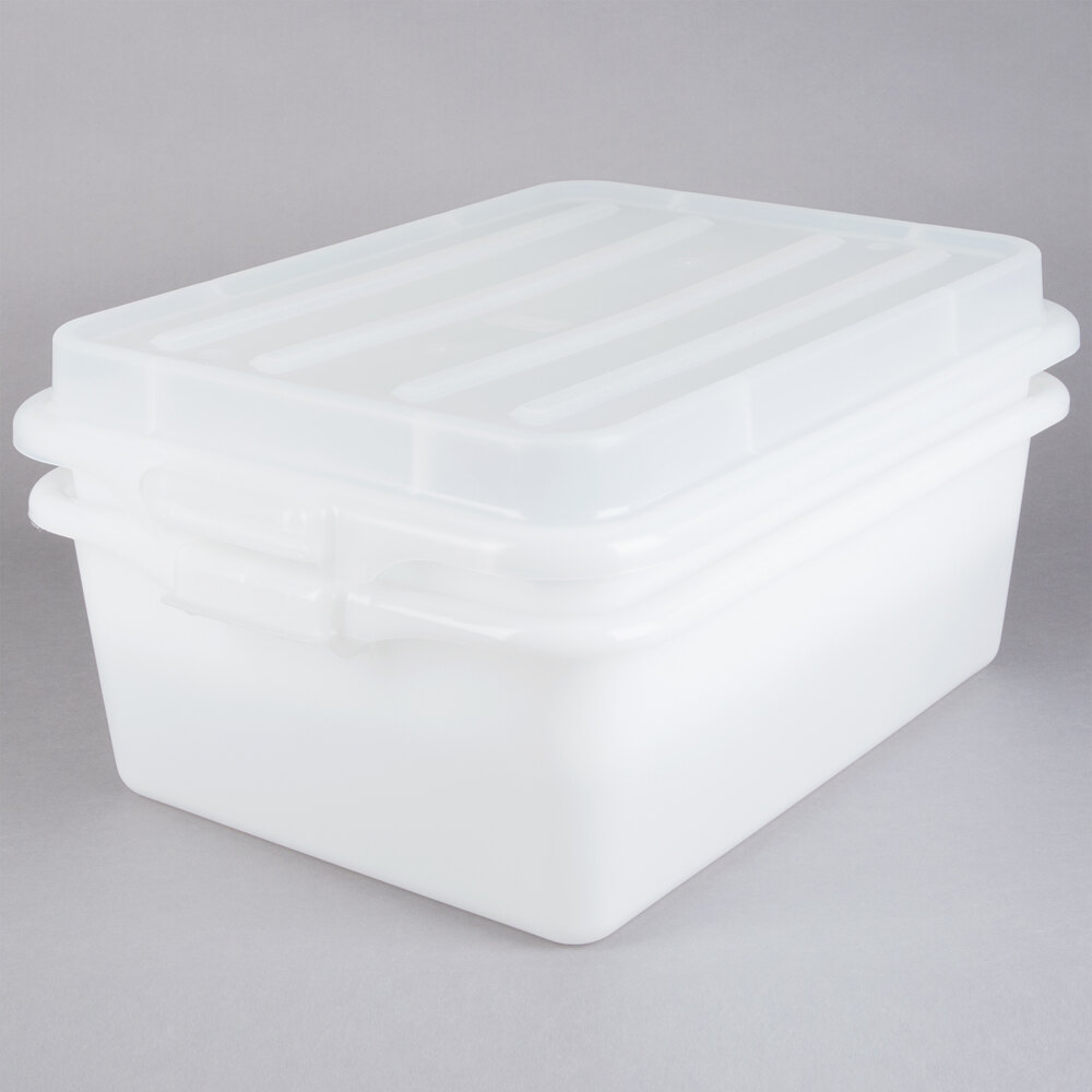 Vollrath 1535-C05 Traex® Color-Mate™ White Food Storage Drain Box Set with Raised Snap-On Lid - 20" x 15" x 7"
