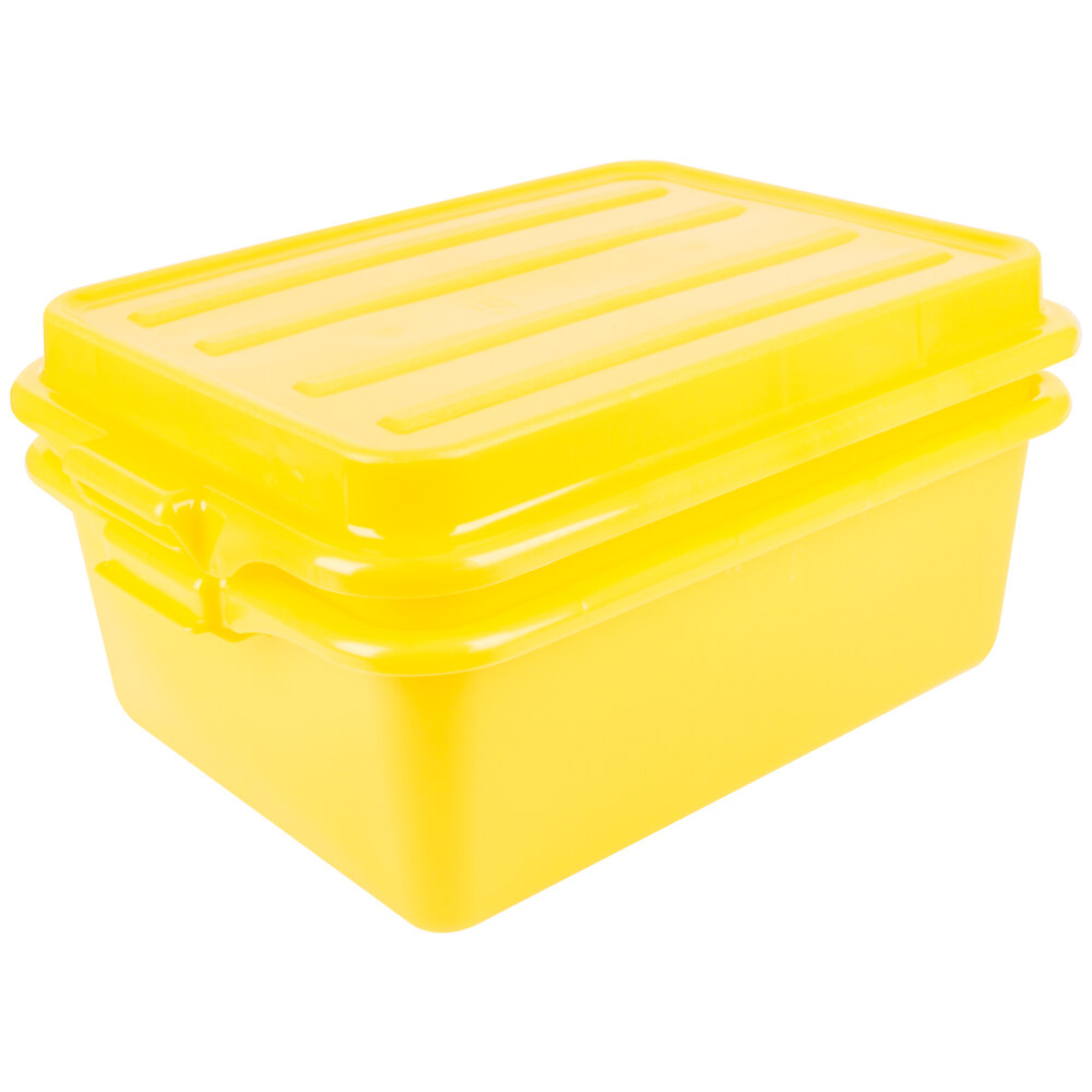 Vollrath 1535-C08 Traex® Color-Mate™ Yellow Food Storage Drain Box Set with Raised Snap-On Lid - 20" x 15" x 7"