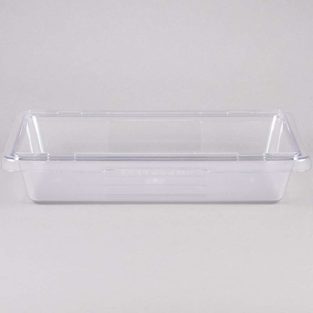 Rubbermaid® FG330700CLR Clear Polycarbonate Food Storage Box - 18" x 12" x 3 1/2"