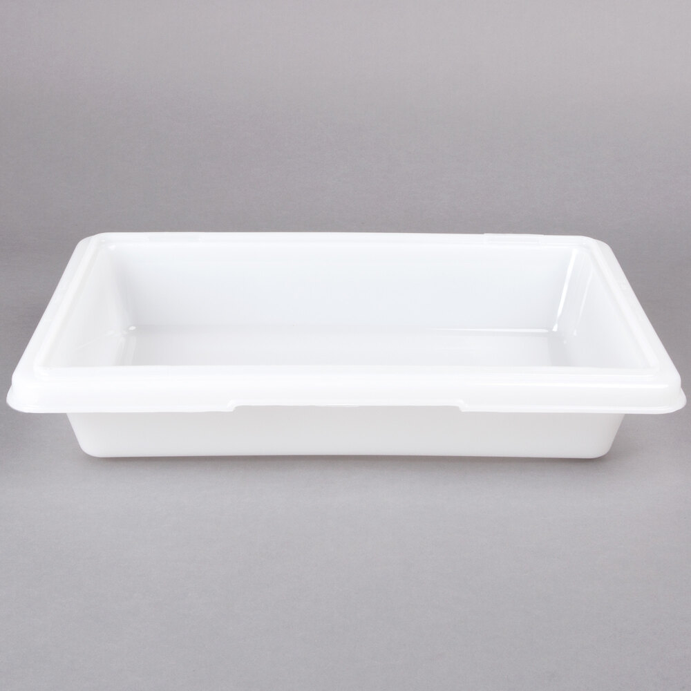 Rubbermaid® FG350700WHT White Polyethylene Food Storage Box - 18" x 12" x 3 1/2"