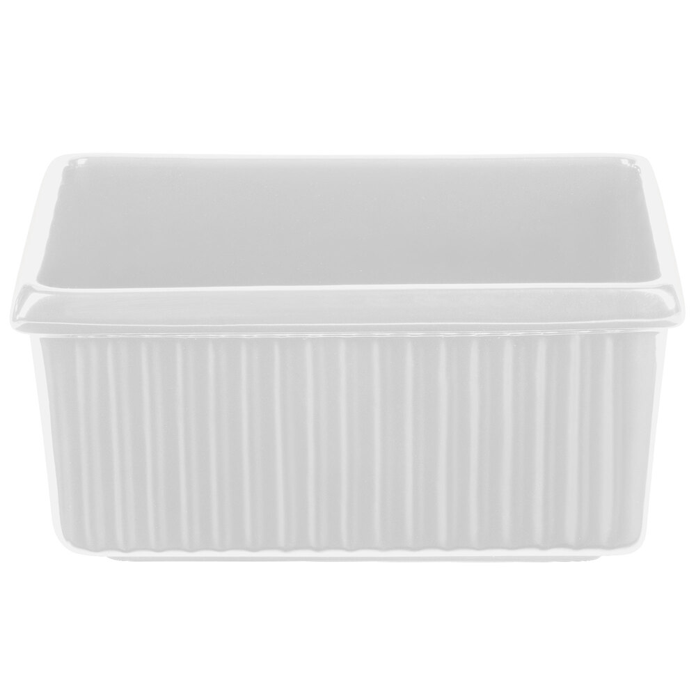 Tablecraft CW1530W 3 Qt. White Rectangle Server with Ridges