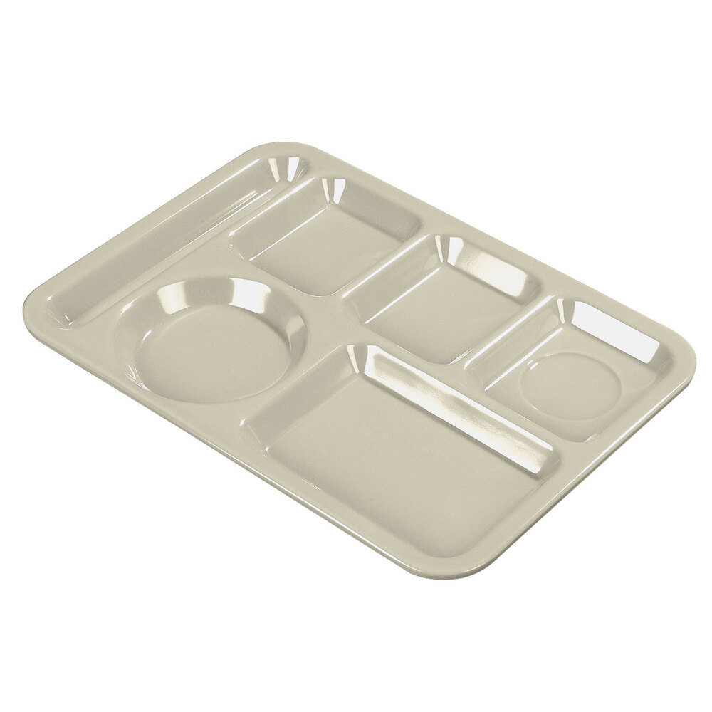 Carlisle 614PC25 10" x 14" Left Handed Heavy-Duty Polycarbonate Tan 6 Compartment Tray
