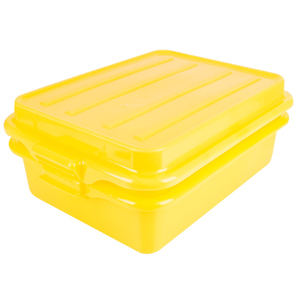 Vollrath 1551-C08 Traex® Color-Mate™ Yellow 20" x 15" x 5" Food Storage Drain Box Set with Snap-On Lid