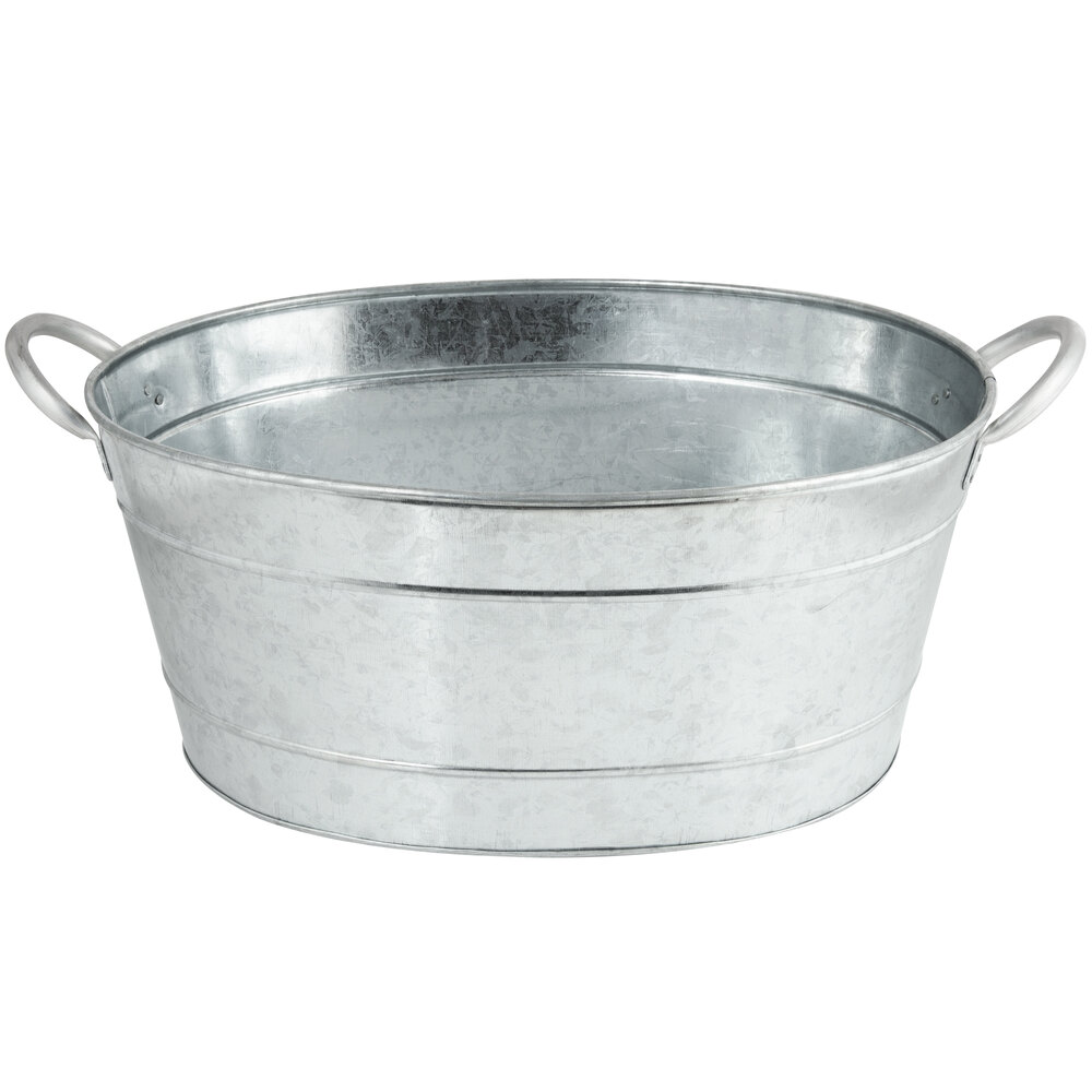 Tablecraft BT1914 Oval Galvanized Steel Beverage Tub - 19" x 14" x 9"