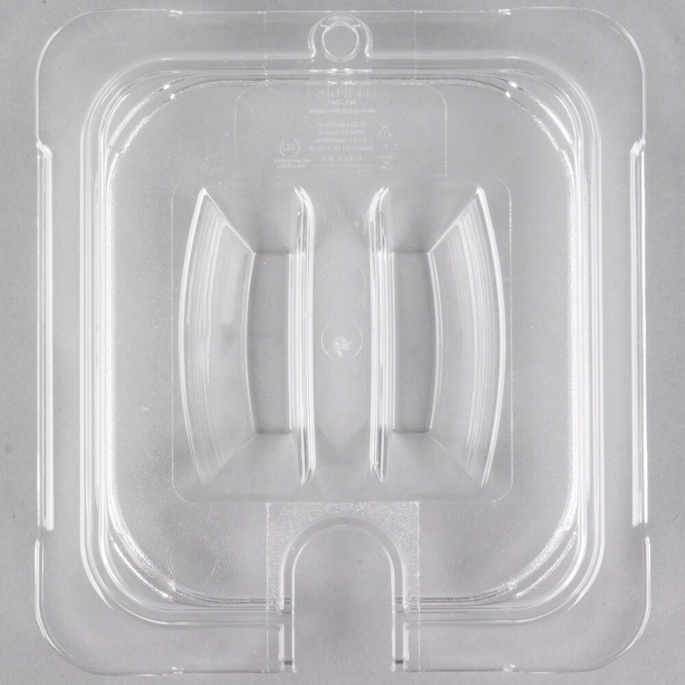 Carlisle 10311U07 StorPlus 1/6 Size Clear Universal Handled Lid with Spoon Notch