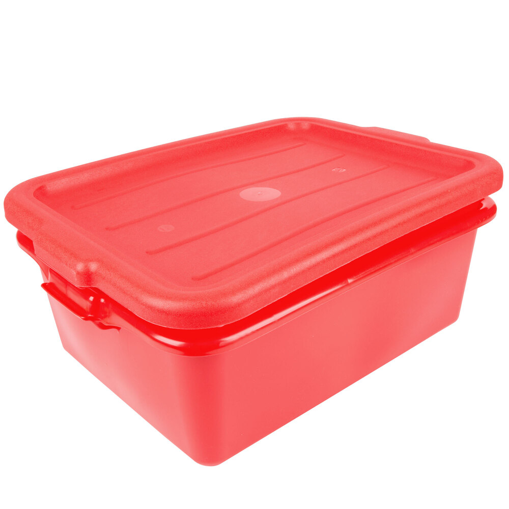 Vollrath 1505-C02 Traex® Color-Mate™ Red 20" x 15" x 7" Food Storage Drain Box Set with Recessed Lid