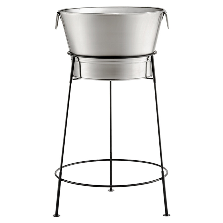 Tablecraft BT2137N Stainless Steel Beverage Tub with Black Stand - 20" x 37"