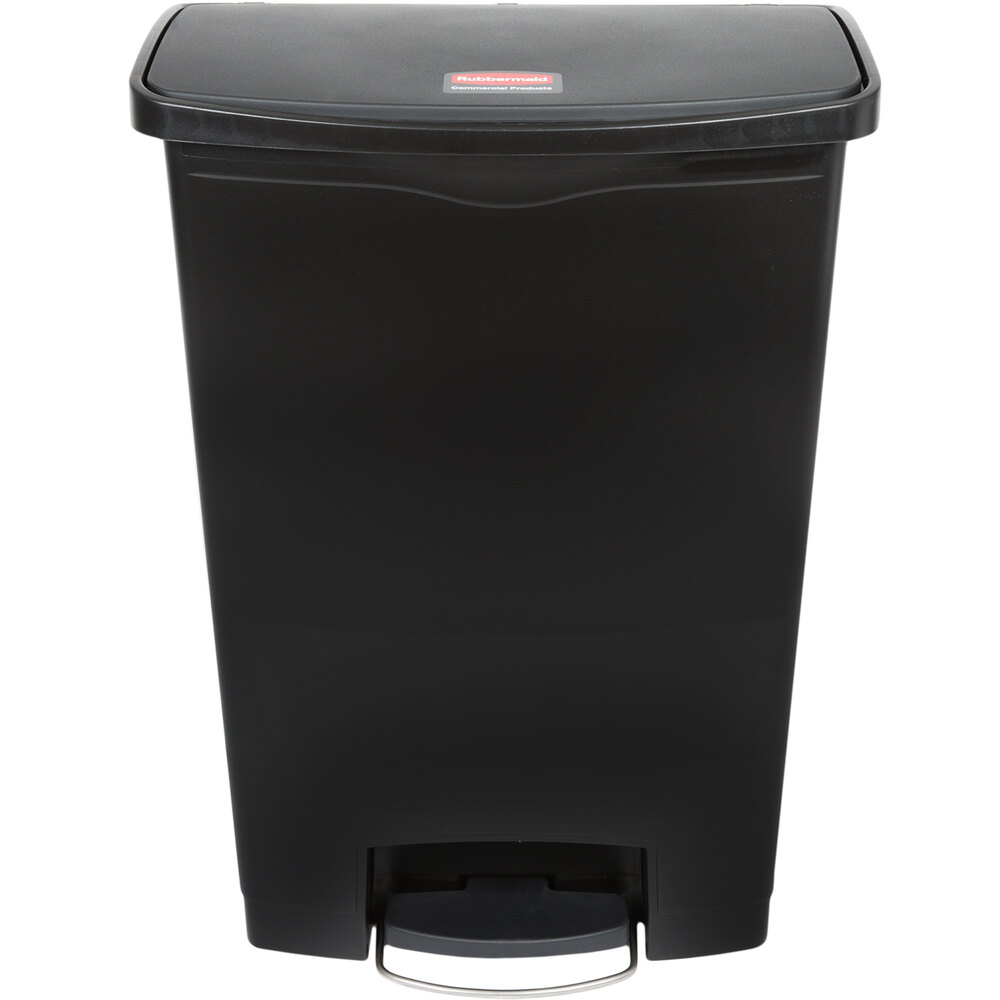 Rubbermaid® 1883615 Slim Jim Resin Black Front Step-On Rectangular Trash Can - 96 Qt. / 24 Gallon