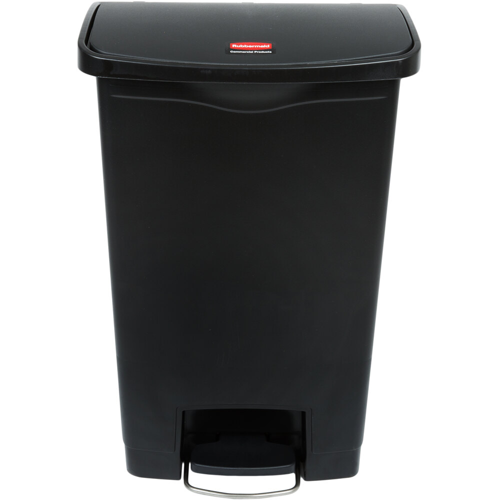 Rubbermaid® 1883611 Slim Jim Resin Black Front Step-On Rectangular Trash Can - 52 Qt. / 13 Gallon