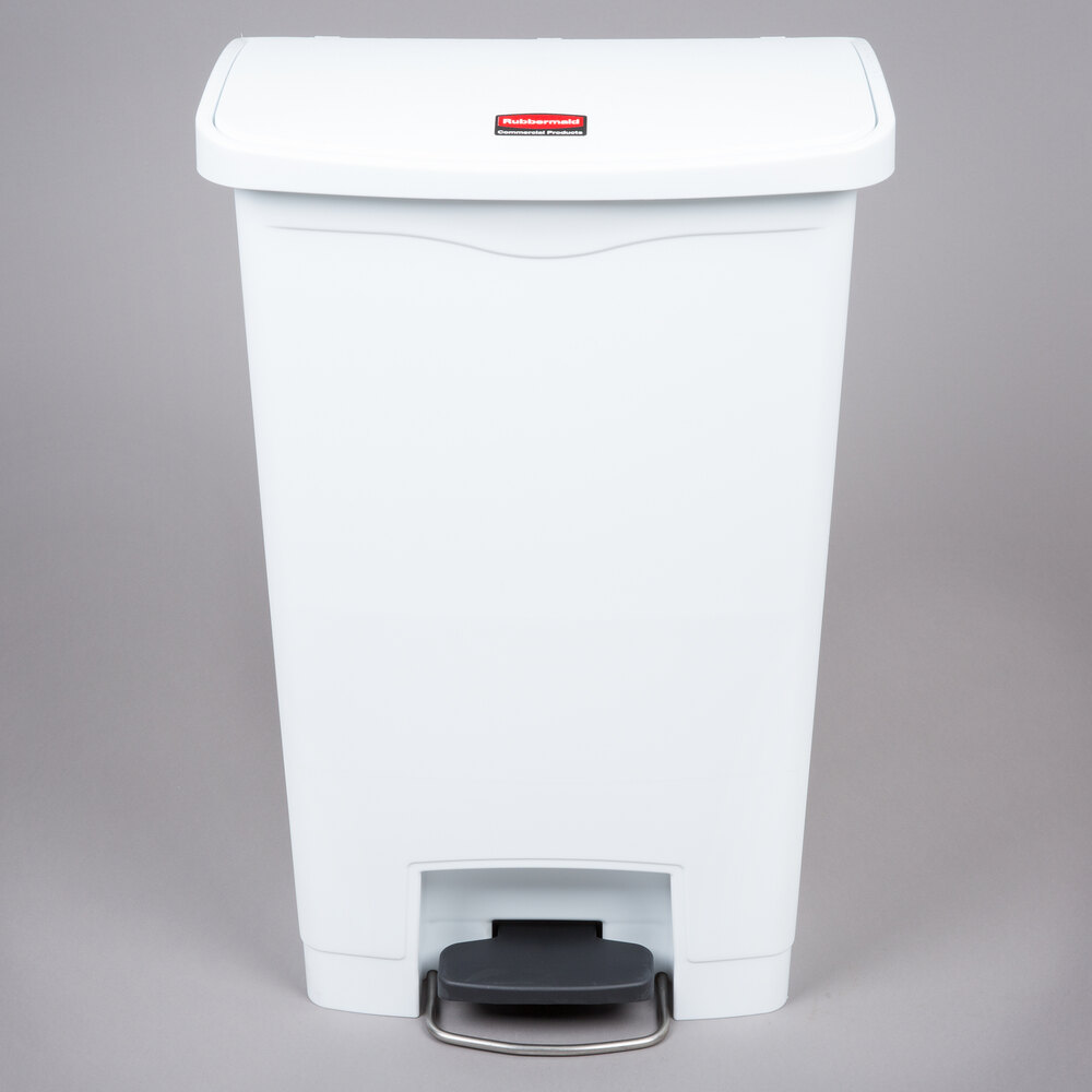 Rubbermaid® 1883557 Slim Jim Resin White Front Step-On Rectangular Trash Can - 52 Qt. / 13 Gallon