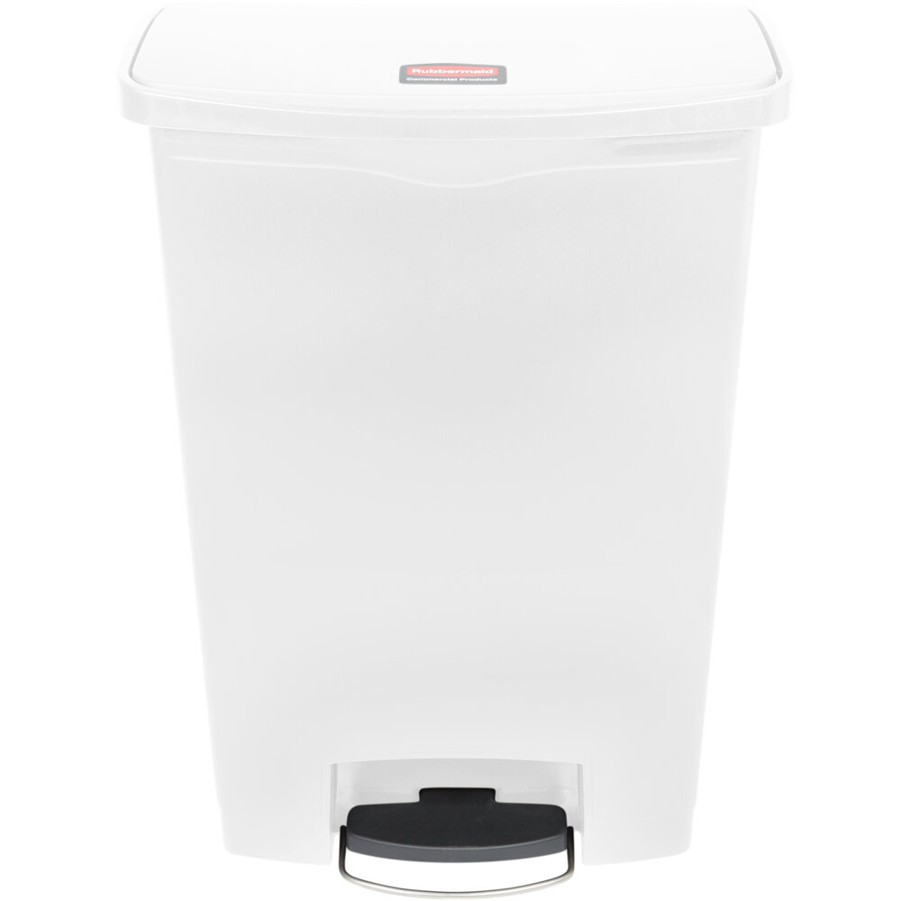 Rubbermaid® 1883561 Slim Jim Resin White Front Step-On Rectangular Trash Can - 96 Qt. / 24 Gallon